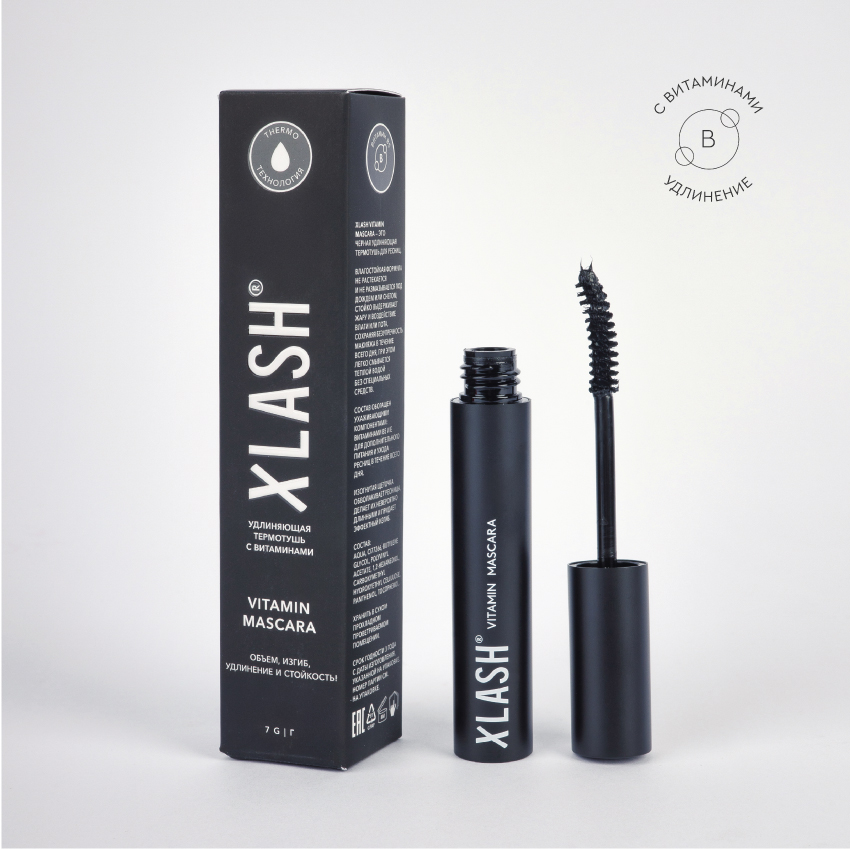 Удлиняющая термотушь с витаминами XLASH Vitamin Mascara, 7 г